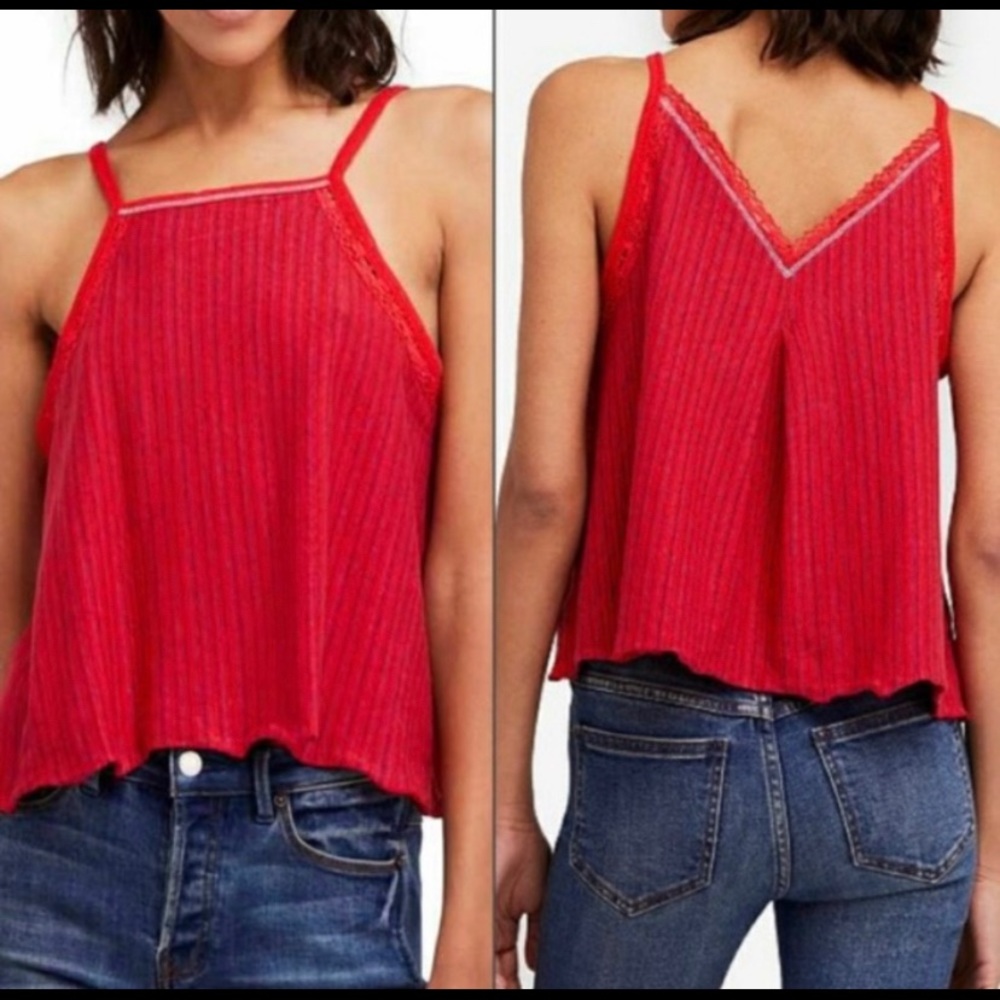 Free People We the Free Ana High Neck Lace Flowy Tank Top Medium